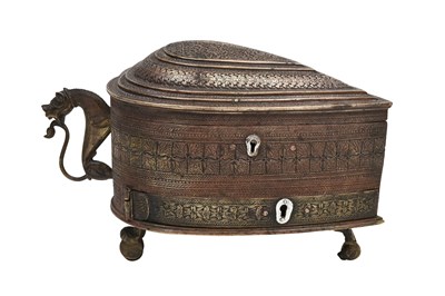Lot 14 - AN INDIAN INCISED BRONZE SPICE AND PANDAN CONTAINER
