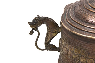 Lot 14 - AN INDIAN INCISED BRONZE SPICE AND PANDAN CONTAINER