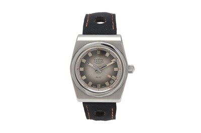 Lot 53 - A VINTAGE COLLECTABLE MEN'S ZENITH STAINLESS STEEL WRISTWATCH.
