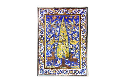 Lot 23 - A LARGE SAFAVID STYLE POTTERY TILES PANEL