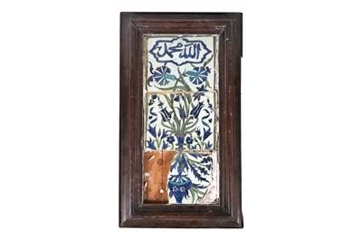 Lot 19 - AN OTTOMAN DAMASCUS POTTERY TILES PANEL