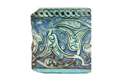 Lot 18 - AN OTTOMAN DAMASCUS POTTERY BORDER TILE