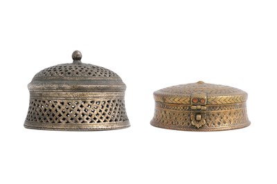 Lot 72 - TWO BRASS PANDAN OR BETEL BOXES