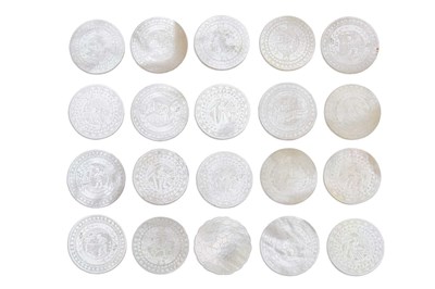 Lot 67 - A GROUP OF TWENTY CIRCULAR MOTHER-OF-PEARL COUNTERS