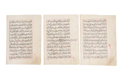 Lot 124 - SIX LOOSE FOLIOS FROM A QUR'AN