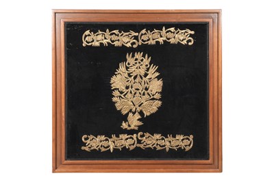 Lot 231 - AN OTTOMAN SIRMA TEXTILE WITH GILT EMBROIDERY