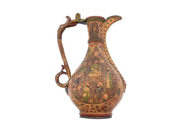 Lot 202 - A KASHMIRI LACQUERED PAPIER-MÂCHÉ JUG