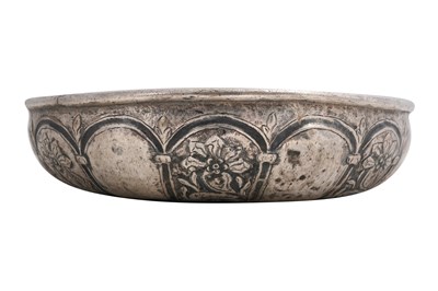 Lot 174 - AN OTTOMAN SILVER EMBOSSED HAMMAM BOWL