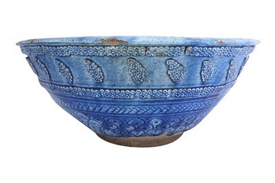 Lot 14 - MONUMENTAL BLUE GLAZED POTTERY BASIN
