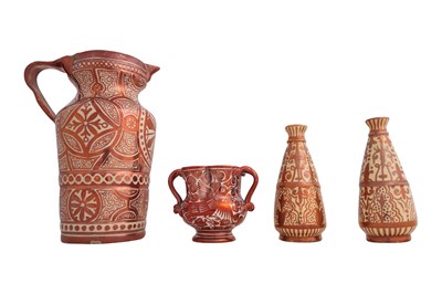 Lot 39 - A GROUP OF FOUR HISPANO-MORESQUE STYLE POTTERY VESSELS, INCLUDING A CANTAGALLI VASE