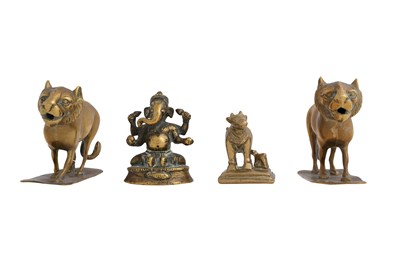 Lot 84 - A COLLECTION OF FOUR BRONZE INDIAN DEVOTIONAL BRONZE FIGURES
