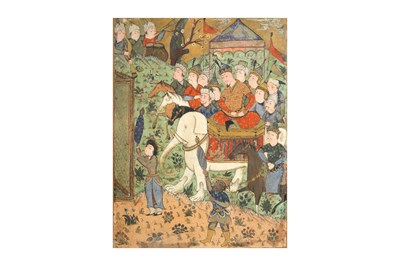 Lot 112 - A SAFAVID MINIATURE PAINTING PROBABLY FROM A SHAHNAMEH