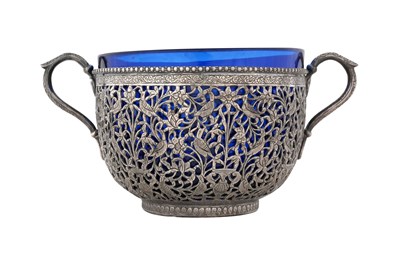 Lot 188 - A SILVER PIERCED SUGAR BOWL ATTRIBUTED TO JA'FER