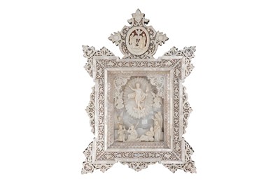Lot 212 - A MOTHER-OF-PEARL DIORAMA DEPICTING THE ASCENSION OF JESUS CHRIST