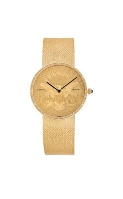 Lot 70 - A RARE AND COLLECTABLE CORUM MEN’S 22K YELLOW GOLD AUTOMATIC BRACELET WATCH.