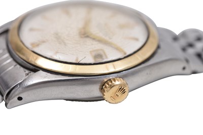 A VINTAGE AND RARE  ROLEX MEN’S STAINLESS STEEL AND 18K YELLOW GOLD MANUAL BRACELET WATCH.