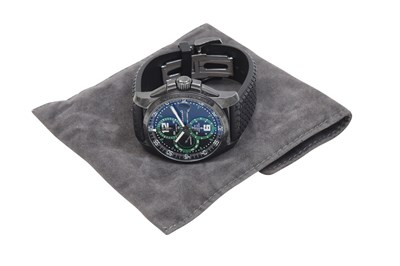 A LIMITED EDITION CHOPARD MEN’S BLACK STAINLESS STEEL AUTOMATIC CHRONOGRAPH WRISTWATCH.