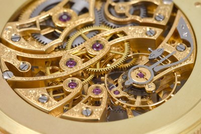Lot 107 - A POSSIBLY UNIQUE PIAGET SKELETON 18K YELLOW GOLD POCKET WATCH