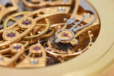 Lot 107 - A POSSIBLY UNIQUE PIAGET SKELETON 18K YELLOW GOLD POCKET WATCH