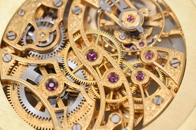 Lot 107 - A POSSIBLY UNIQUE PIAGET SKELETON 18K YELLOW GOLD POCKET WATCH
