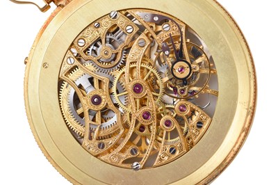Lot 107 - A POSSIBLY UNIQUE PIAGET SKELETON 18K YELLOW GOLD POCKET WATCH
