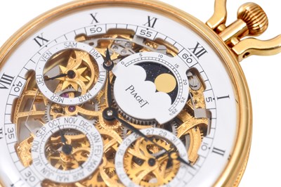 Lot 107 - A POSSIBLY UNIQUE PIAGET SKELETON 18K YELLOW GOLD POCKET WATCH