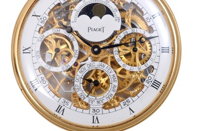 Lot 107 - A POSSIBLY UNIQUE PIAGET SKELETON 18K YELLOW GOLD POCKET WATCH