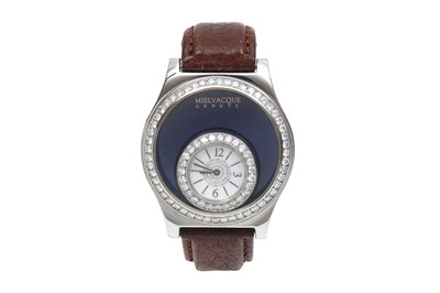 A MIELVACQUE GENEVE MEN’S STAINLESS STEEL QUARTZ WRISTWATCH.