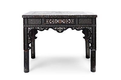 Lot 216 - λ AN OTTOMAN MOTHER-OF-PEARL, SILVER AND EBONY-INLAID CALLIGRAPHER’S DESK