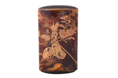 Lot 141 - λ THREE JAPANESE INRO AND A TORTOISE SHELL CIGARETTE CASE