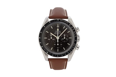 Lot 60 - A MEN'S OMEGA STAINLESS STEEL MANUAL CHRONOGRAPH WRISTWATCH.