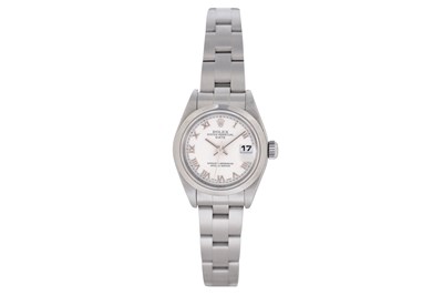 Lot 10 - A ROLEX LADIES STAINLESS STEEL AUTOMATIC BRACELET WATCH WITH PAPERWORK.