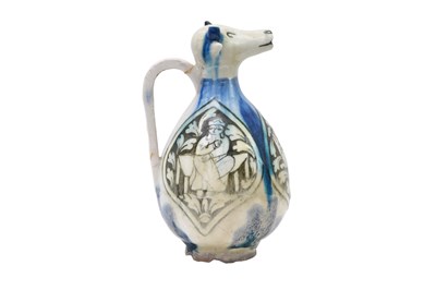 Lot 366 - A SELJUK-REVIVAL BULL-HEADED POTTERY AQUAMANILE
