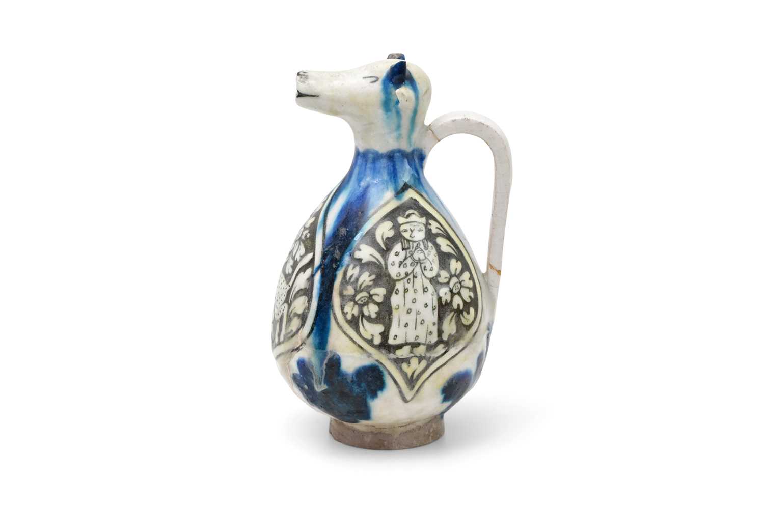 Lot 366 - A SELJUK-REVIVAL BULL-HEADED POTTERY AQUAMANILE