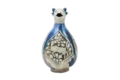 Lot 366 - A SELJUK-REVIVAL BULL-HEADED POTTERY AQUAMANILE