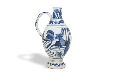 Lot 70 - A BLUE AND WHITE ARITA 'EUROPEANS' JUG