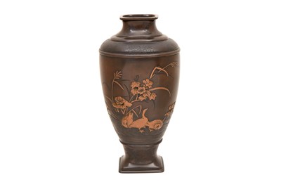 Lot 104 - A PAIR OF BRONZE 'WILD GEESE' VASES BY THE MIYAO EISUKE COMPANY