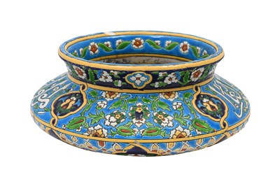 Lot 231 - AN ISLAMIC-STYLE POLYCHROME-PAINTED FRENCH FAIENCE POTTERY BOWL
