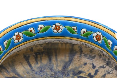 Lot 231 - AN ISLAMIC-STYLE POLYCHROME-PAINTED FRENCH FAIENCE POTTERY BOWL