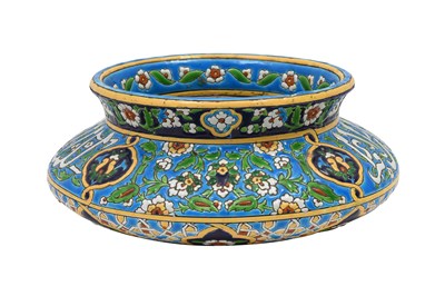 Lot 231 - AN ISLAMIC-STYLE POLYCHROME-PAINTED FRENCH FAIENCE POTTERY BOWL