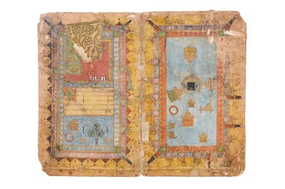 Lot 55 - A LOOSE ILLUSTRATED BIFOLIO FROM A KASHMIRI DALA’IL AL-KHAYRAT BY AL-JAZULI (D. 1465 AD)