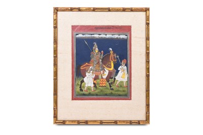 Lot 46 - AN EQUESTRIAN PORTRAIT OF MAHARANA HAMMIR SINGH I (1314 - 1378)