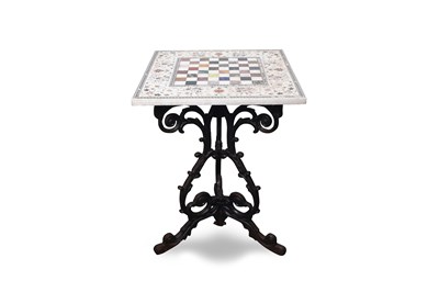 Lot 73 - AN INDIAN PIETRA DURA WHITE MARBLE TABLE TOP WITH CHESSBOARD