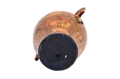 Lot 341 - A KASHMIRI GILT AND LACQUERED PAPIER-MÂCHÉ POSY VASE WITH DRAGON HANDLES