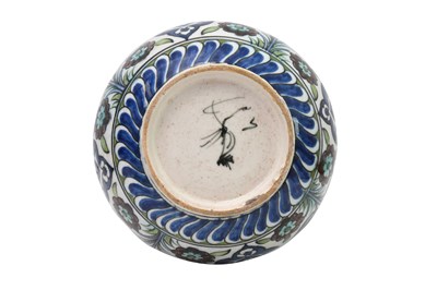 Lot 177 - AN OTTOMAN DAMASCUS-STYLE CANTAGALLI POTTERY JUG WITH TULIPS AND ROSES