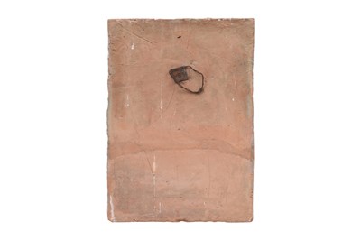 Lot 345 - A LARGE POLYCHROME-PAINTED ARCHITECTURAL MULTAN POTTERY TILE WITH CHHAJJA MOTIF