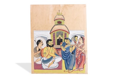 Lot 39 - A KALIGHAT PAINTING OF THE TARAKESHWAR AFFAIR