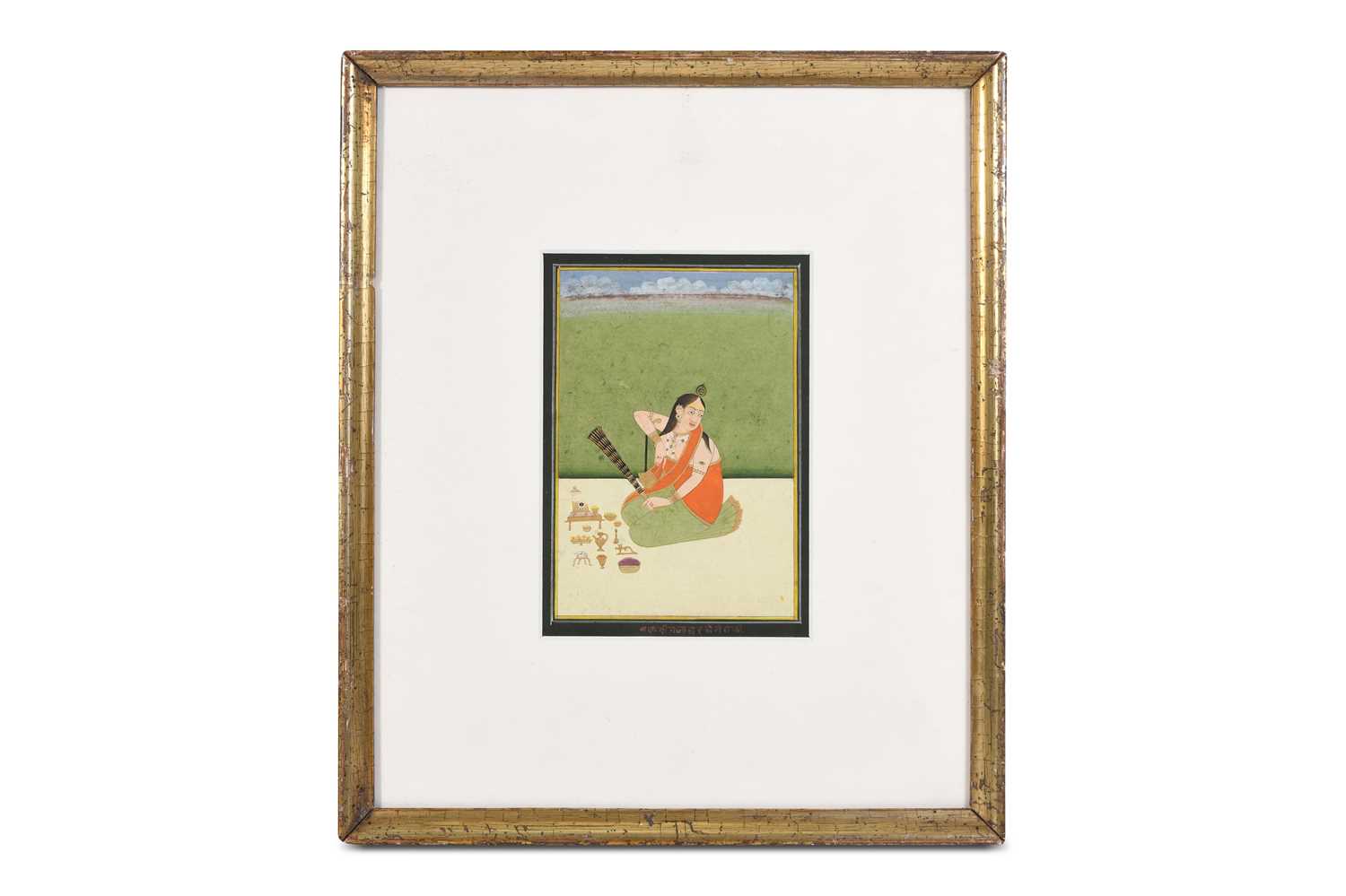 Lot 301 - A VAISHNAVITE FEMALE DEVOTEE OR PRIESTESS OFFICIATING A PUJA