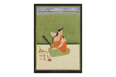 Lot 301 - A VAISHNAVITE FEMALE DEVOTEE OR PRIESTESS OFFICIATING A PUJA