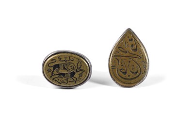 Lot 16 - TWO MOUNTED QAJAR NOMINAL BRASS SEALS